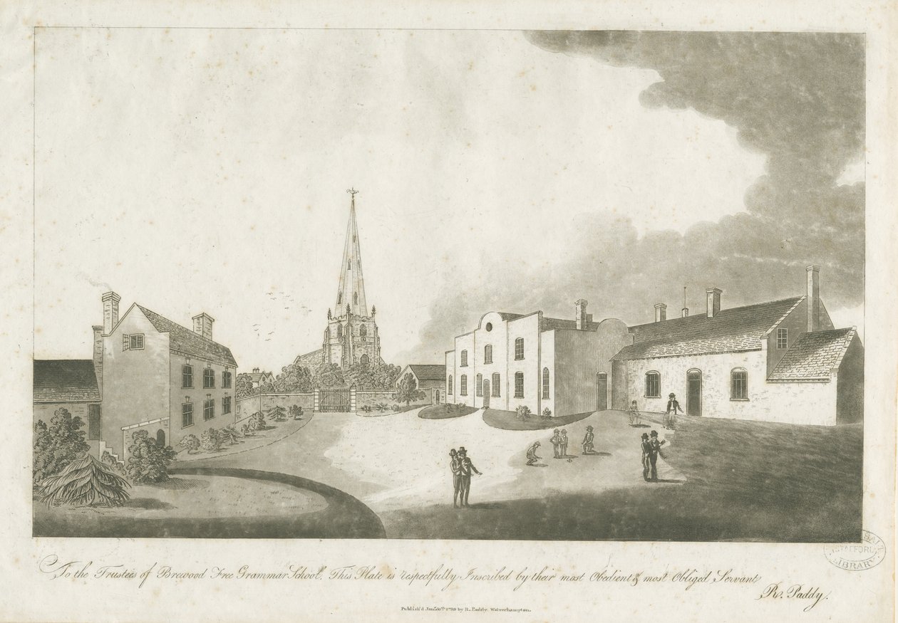 Escola secundária de Brewood: gravura em aquatinta, 30 de janeiro de 1799 de Unbekannt