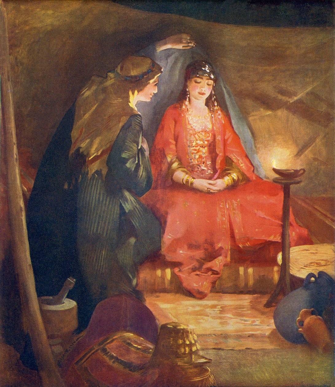 O noivo levanta o véu da noiva de Unbekannter Künstler