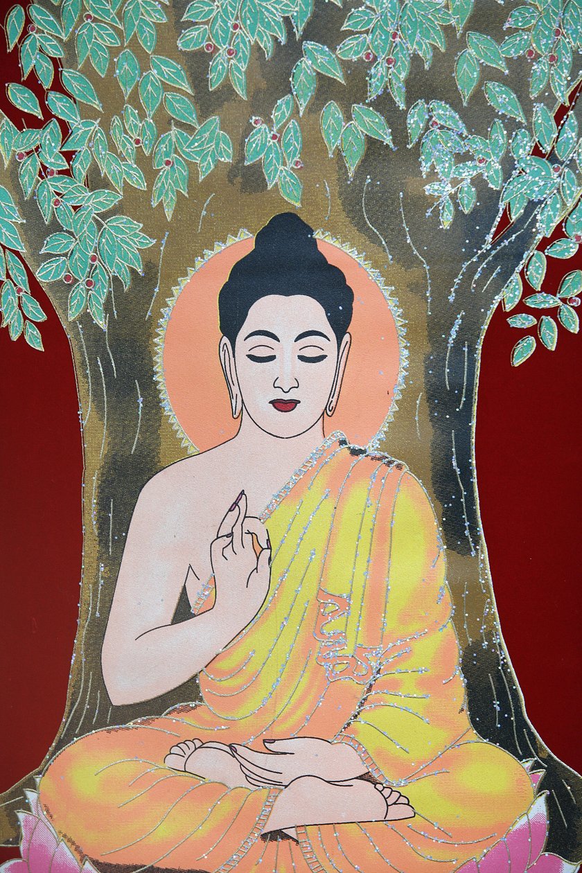 Buda a dar uma bênção. Thangka, Kathmandu, Nepal de Unbekannt