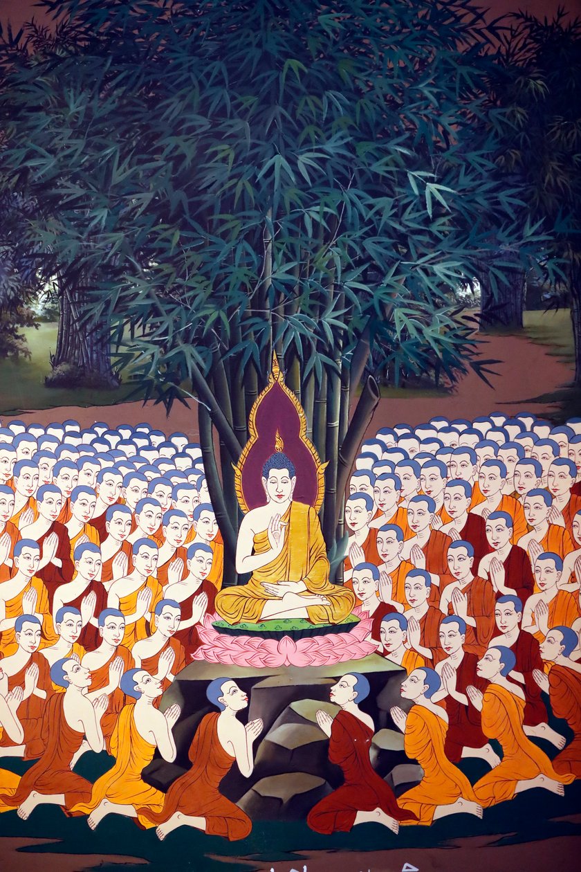 Ensino de Buda aos discípulos, Afresco de parede, Templo Wat Botum, Phnom Penh, 2022 (foto) de Unbekannter Künstler