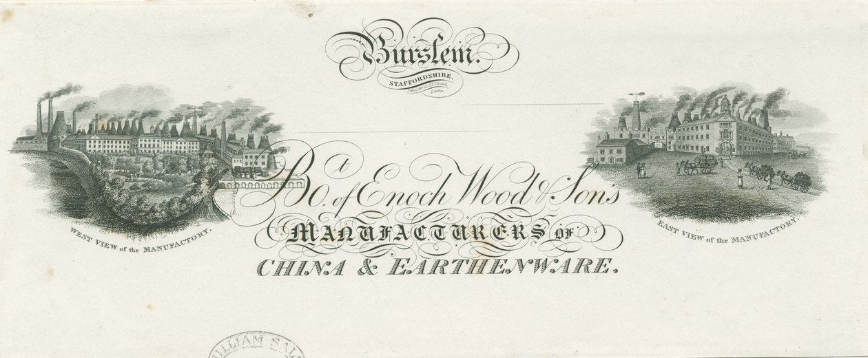 Burslem - Projeto de lei de Enoch Wood & Sons: gravura, séc. de Unbekannt