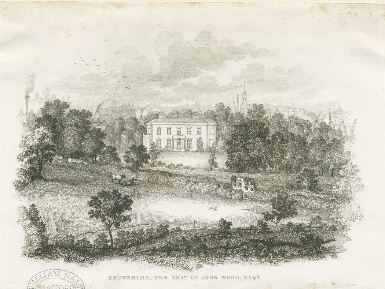 Burslem - Casa "Brownhills": gravura, sd [ Séc. XIX] de Unbekannt