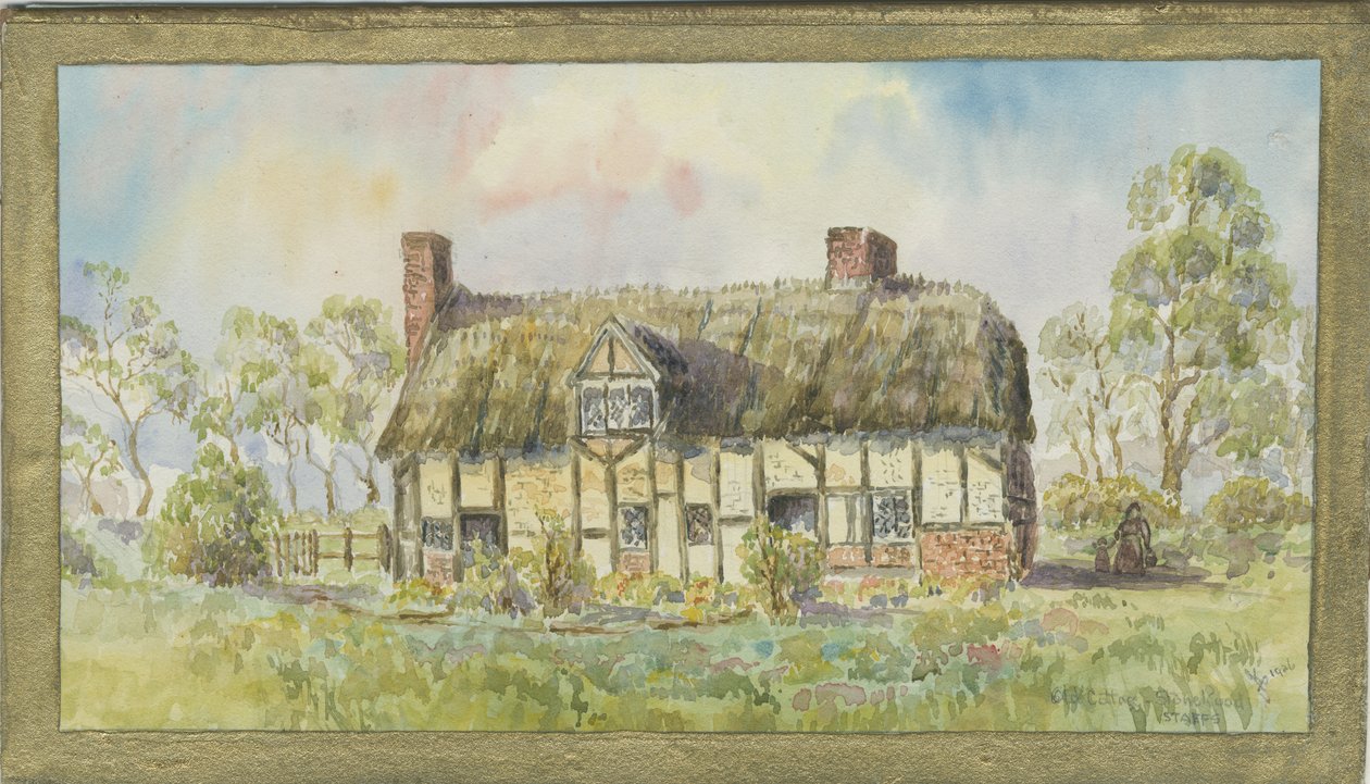 Burston - old cottage: pintura em cores de água, 1926 de Unbekannt