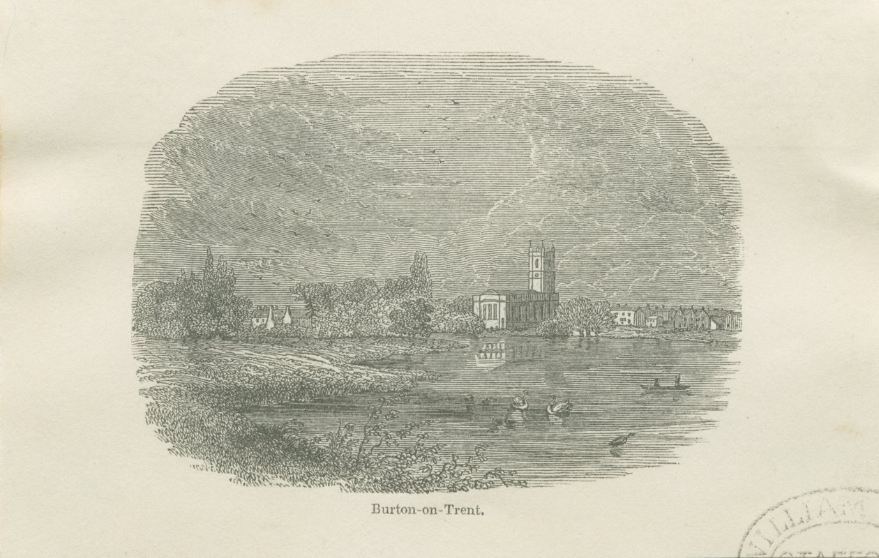 Burton-upon-Trent - Igreja Velha: gravura em xilogravura com vinheta, séc. de Unbekannt