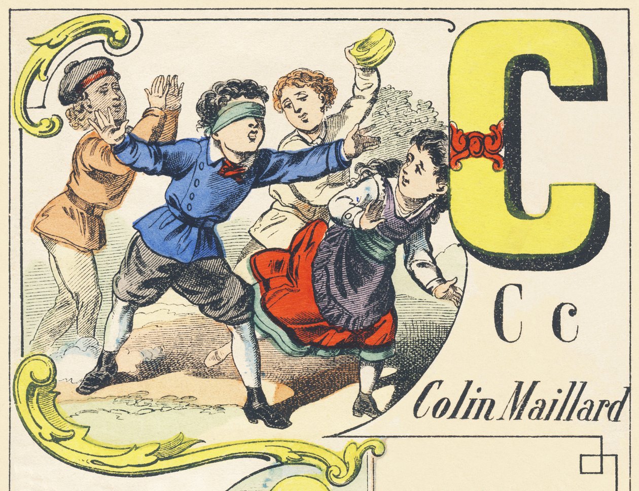 C: colin-maillard - Alfabeto de jogos, c.1890 (ilustração) de Unbekannt