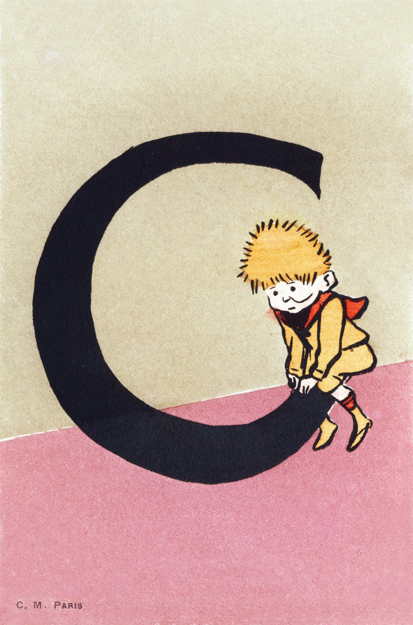 C de cavalo - Alfabeto infantil. C. M. Editeur, Paris. Cartões postais pintados à mão, franqueados em 1904. Tamanho : 14 x 9 cm de Unbekannt