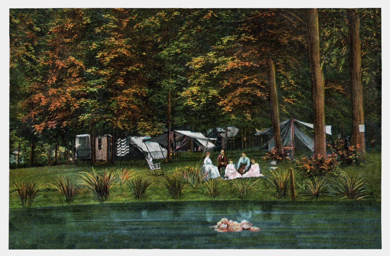 Acampamento nos EUA, c.1910 (gravura) de Unbekannter Künstler