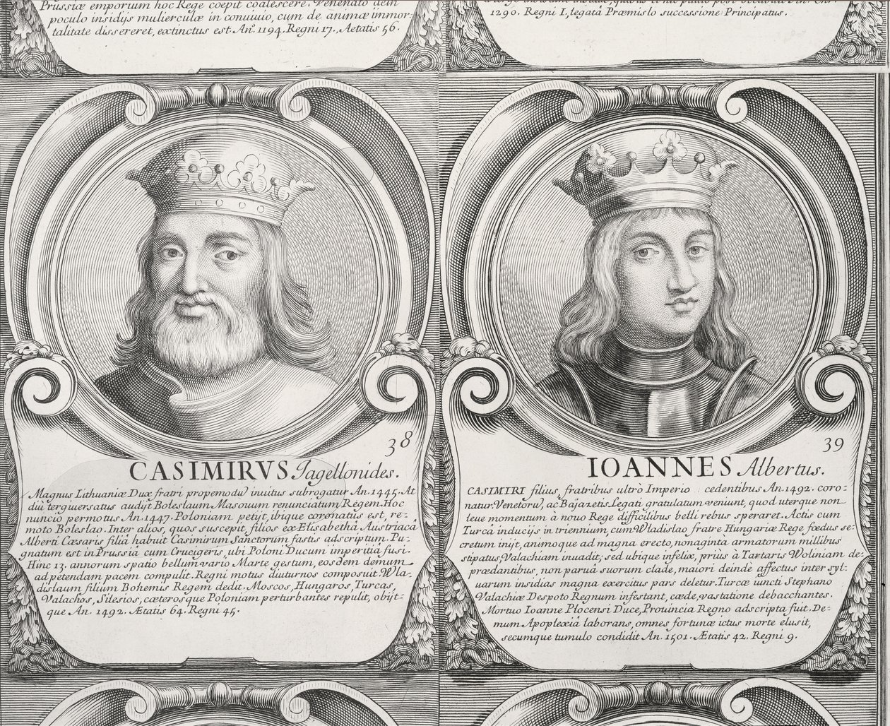 Casimir IV Jagiellon, e Jan I Olbracht, não. 38 e 39 da 