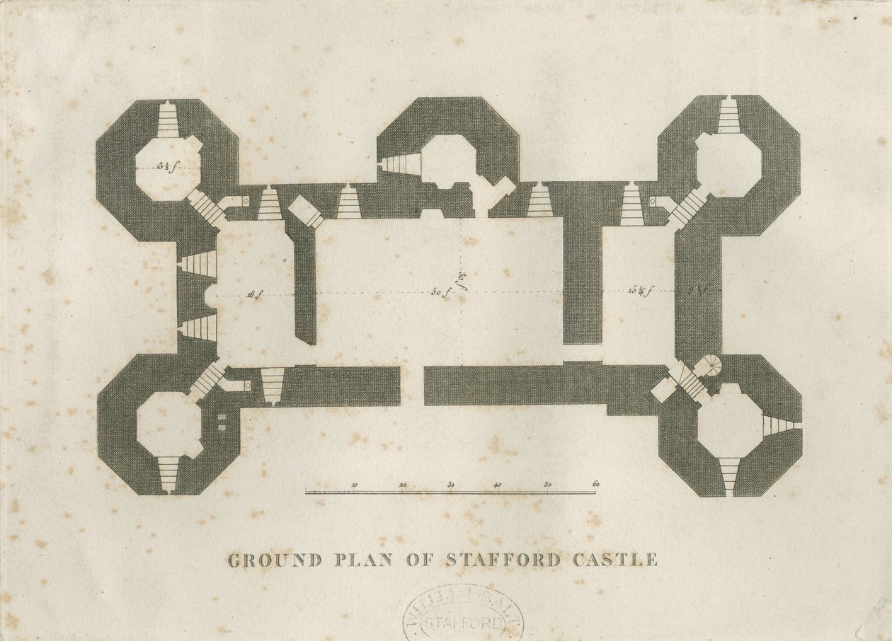 Igreja do Castelo - Stafford Castle: engraving, nd [19th cent] de Unbekannt