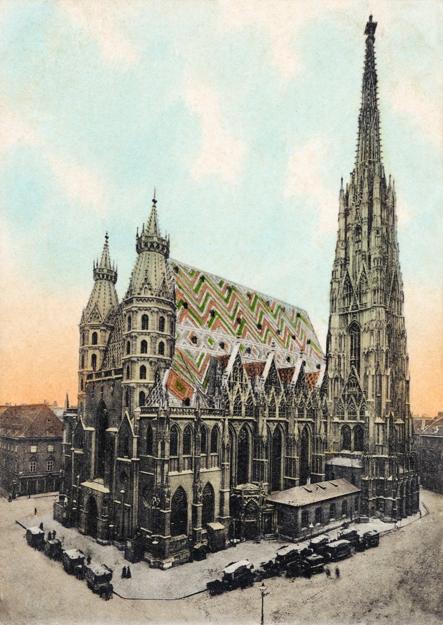 Catedral e Igreja Paroquial Metropolitana de Santo Estêvão, Viena fim do século XIX/princípio do século XX (postal) de Unbekannter Künstler