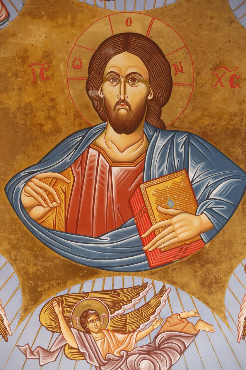 Afresco de tecto na igreja ortodoxa de Pedoulas. Cristo pantocrator, 20150510, Pedoulas, Chipre de Unbekannt