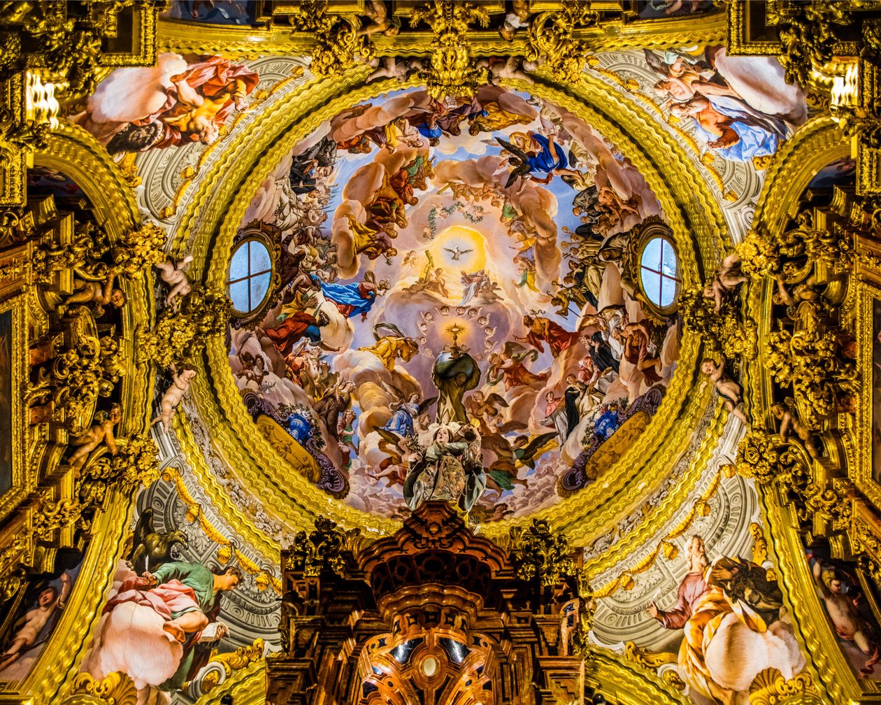 Pintura de tecto, Sacristia, Mosteiro Cartuja de La Cartuja, Destaque do Barroco na Andaluzia, Granada, Andaluzia, Espanha, Europa (foto) de Unbekannter Künstler