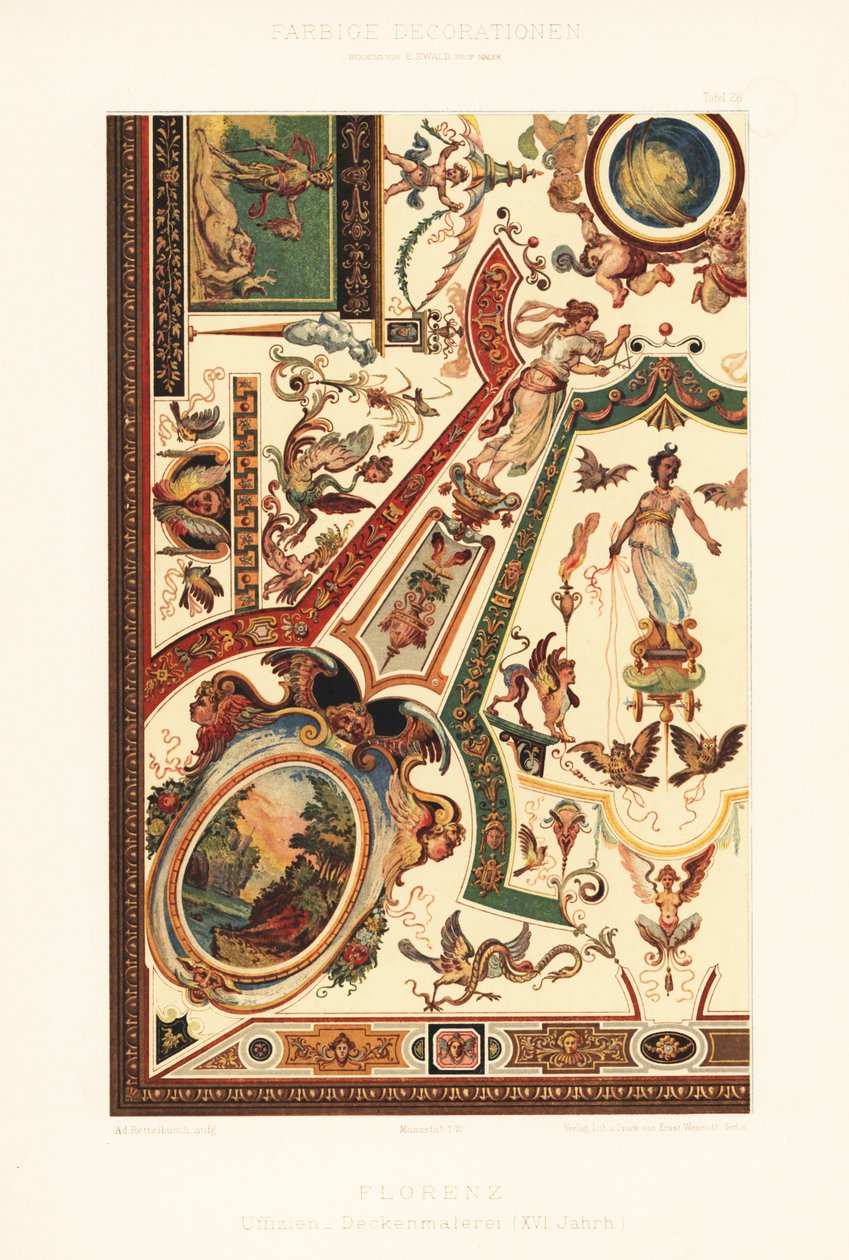 Pintura de tecto na Galeria Uffizi, Florença de Unbekannter Künstler