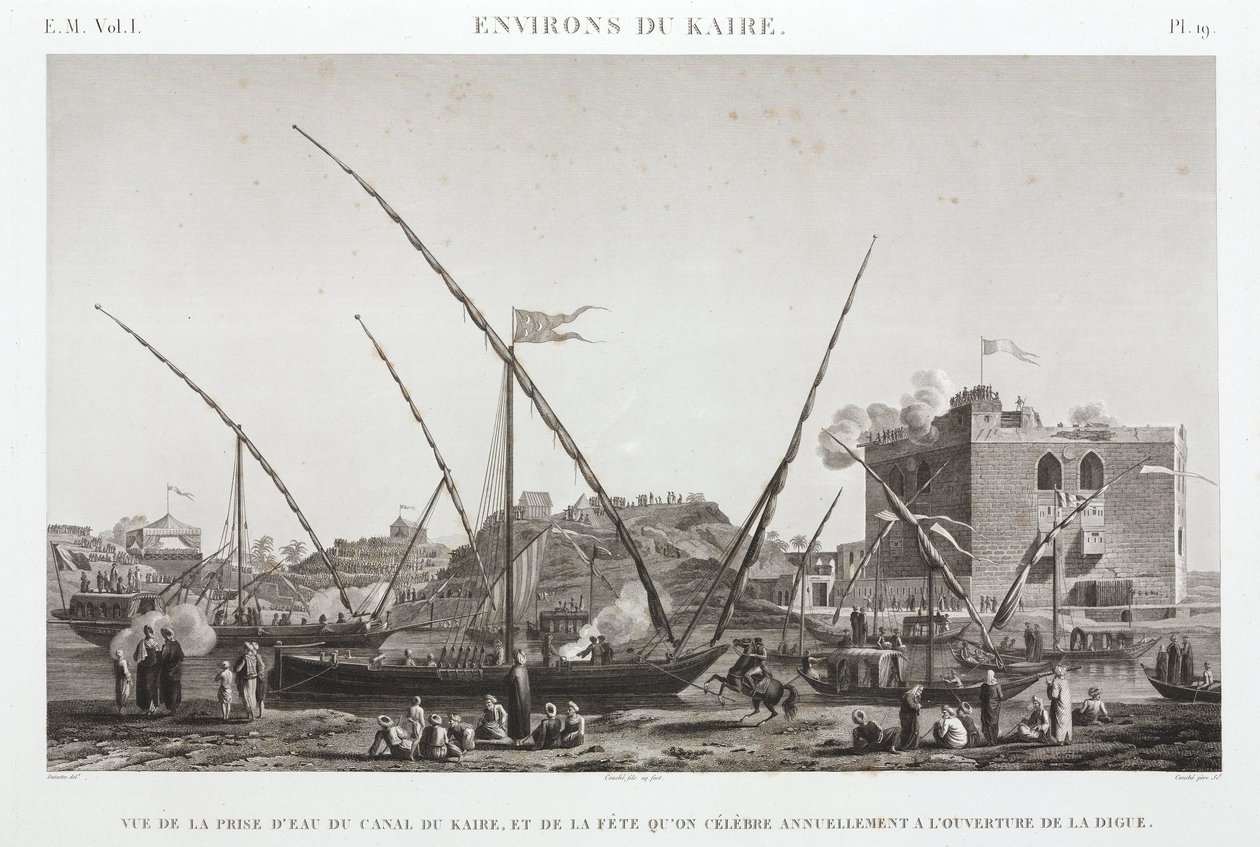 Celebrando a abertura anual do dique no Canal do Cairo, Egito, c 1798 de Unbekannt