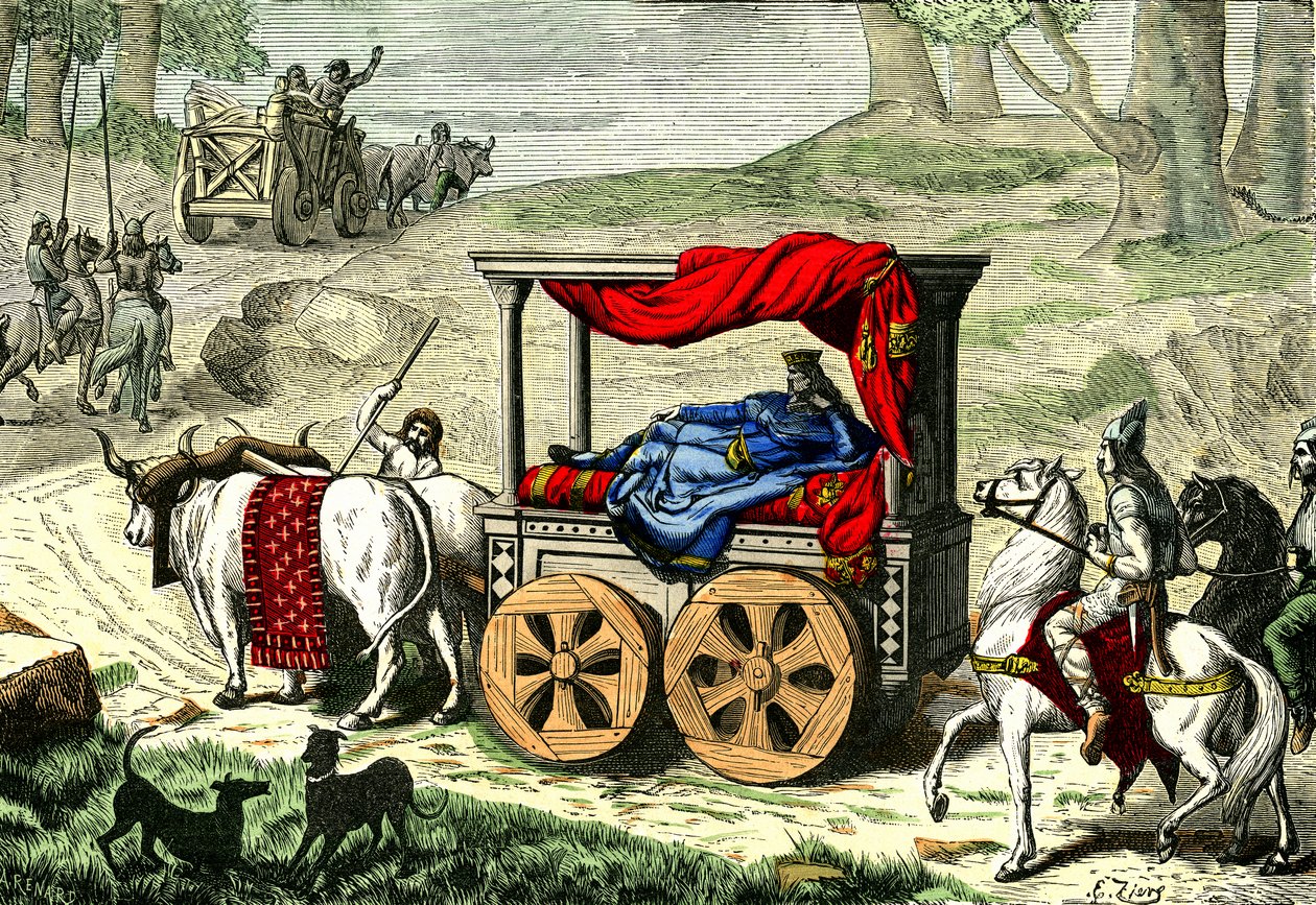 Carruagem de um rei gaulês, c.1850-86 (ilustração) de Unbekannter Künstler