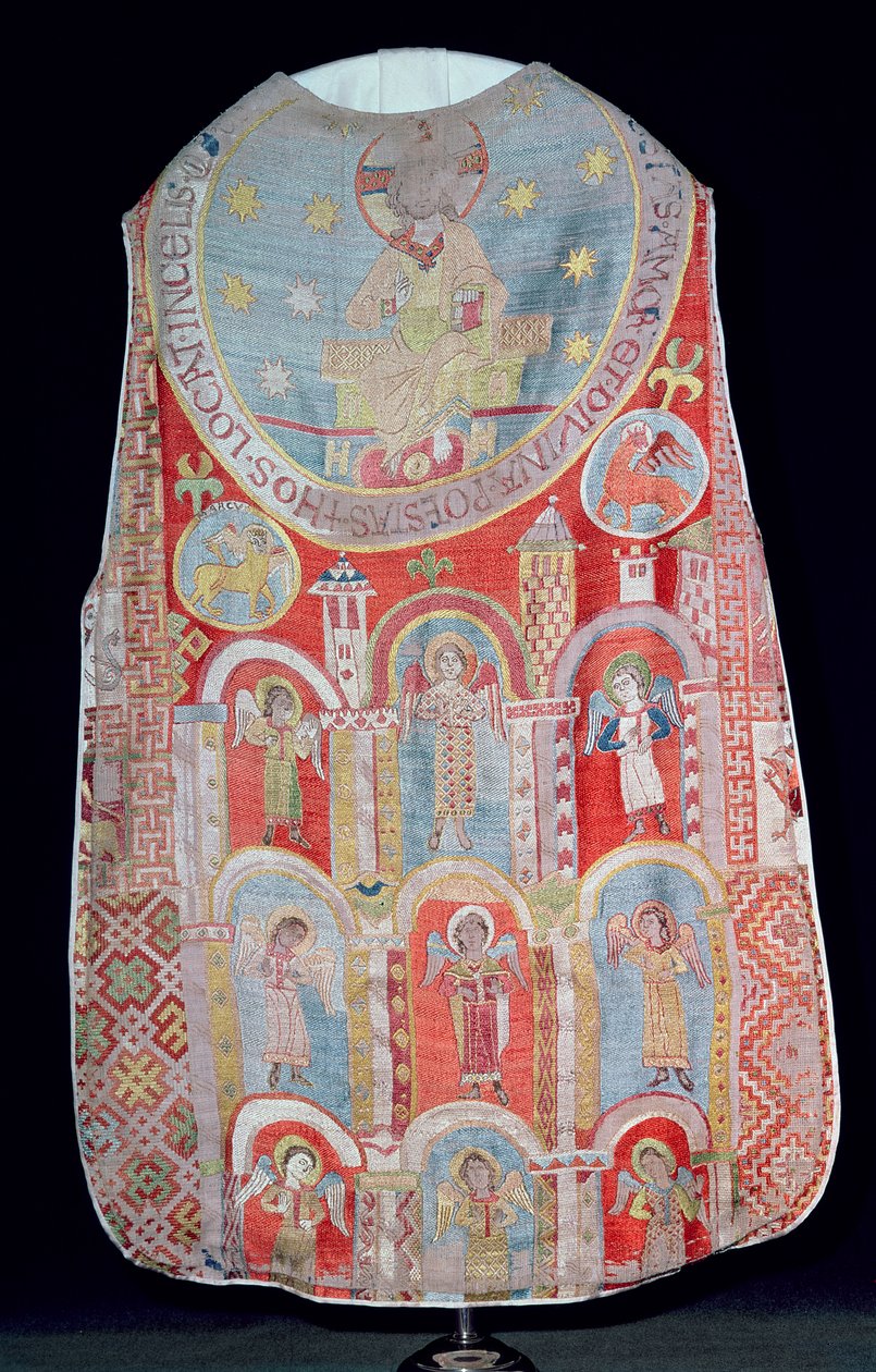 Casula do Convento de Goess, Estíria, parte do famoso conjunto pontifício, o "Gosser Ornat", meados do século XIII (chão de linho coberto de bordado de seda) de Unbekannt