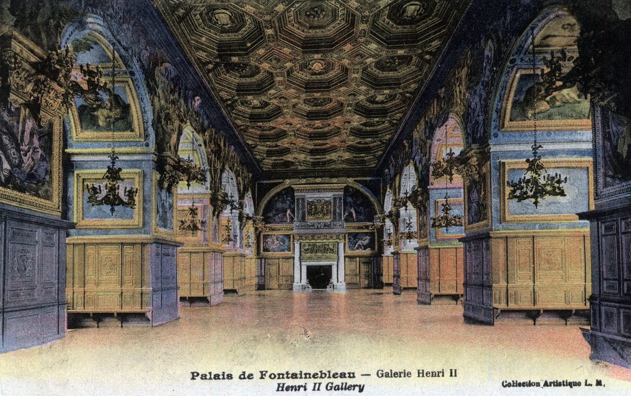 Chateau de Fontainebleau: galeria Henri II - Cartão postal no final do século XIX - início do século XX de William M. Timlin