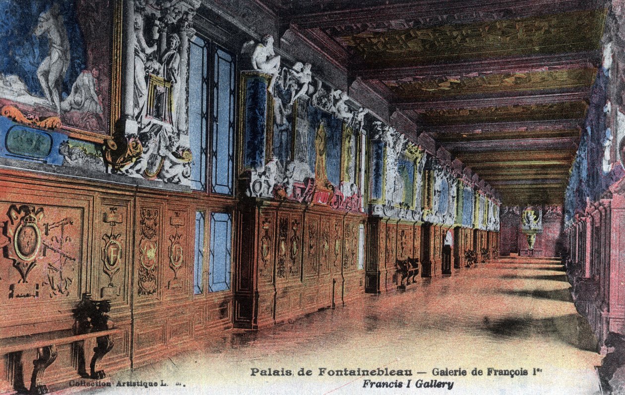 Chateau de Fontainebleau: galeria de François I (1494-1547) - Cartão postal no final do século XIX - início do século XX de William M. Timlin