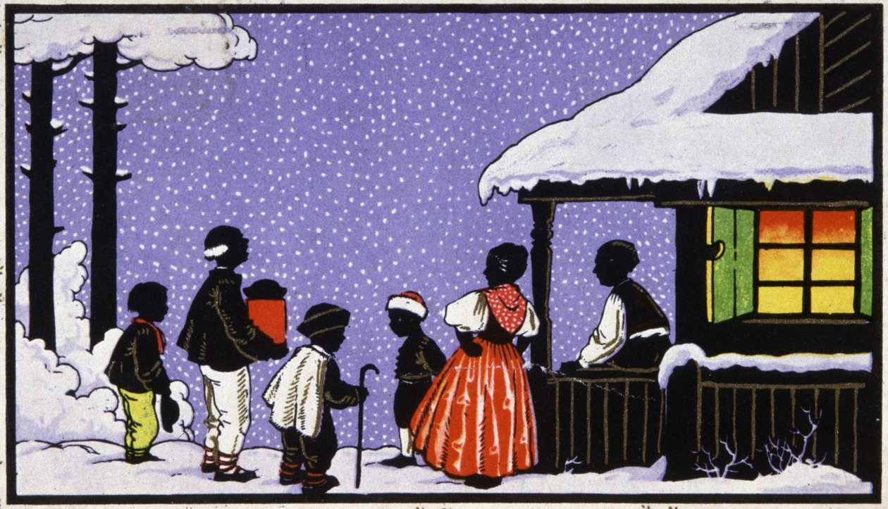Festa de Natal numa aldeia na Áustria, c.1910 (postal) de Unbekannter Künstler