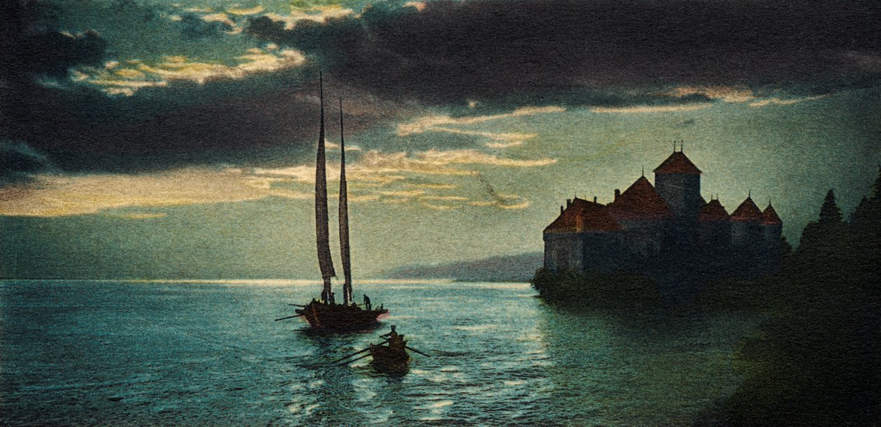 Château de Chillon - o castelo no Lago de Genebra (perto de Montreux) (postal) de Unbekannter Künstler