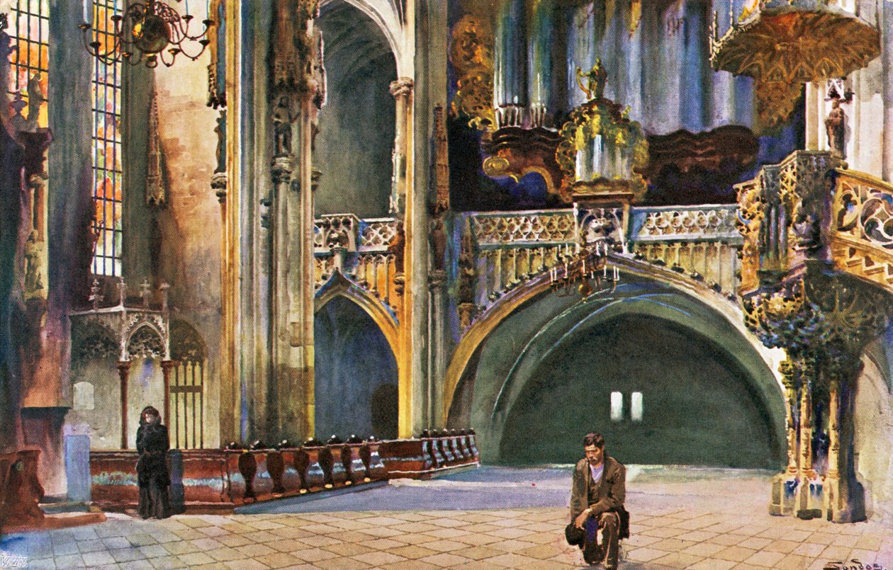 Igreja de Santo Estêvão, Viena, finais do século XIX/20 (postal) de Unbekannter Künstler