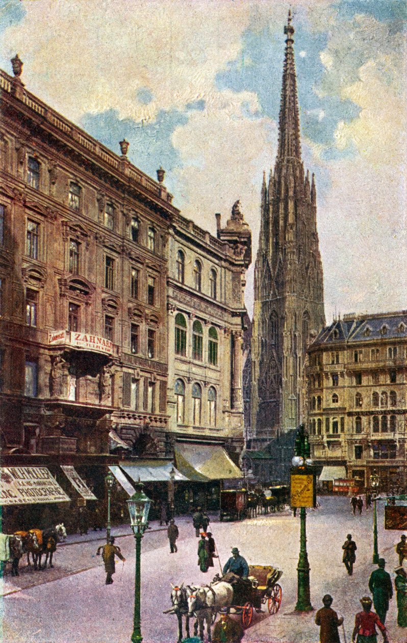 Igreja de Santo Estêvão em Viena, finais do século XIX/princípios do século XX (gravura) de Unbekannter Künstler