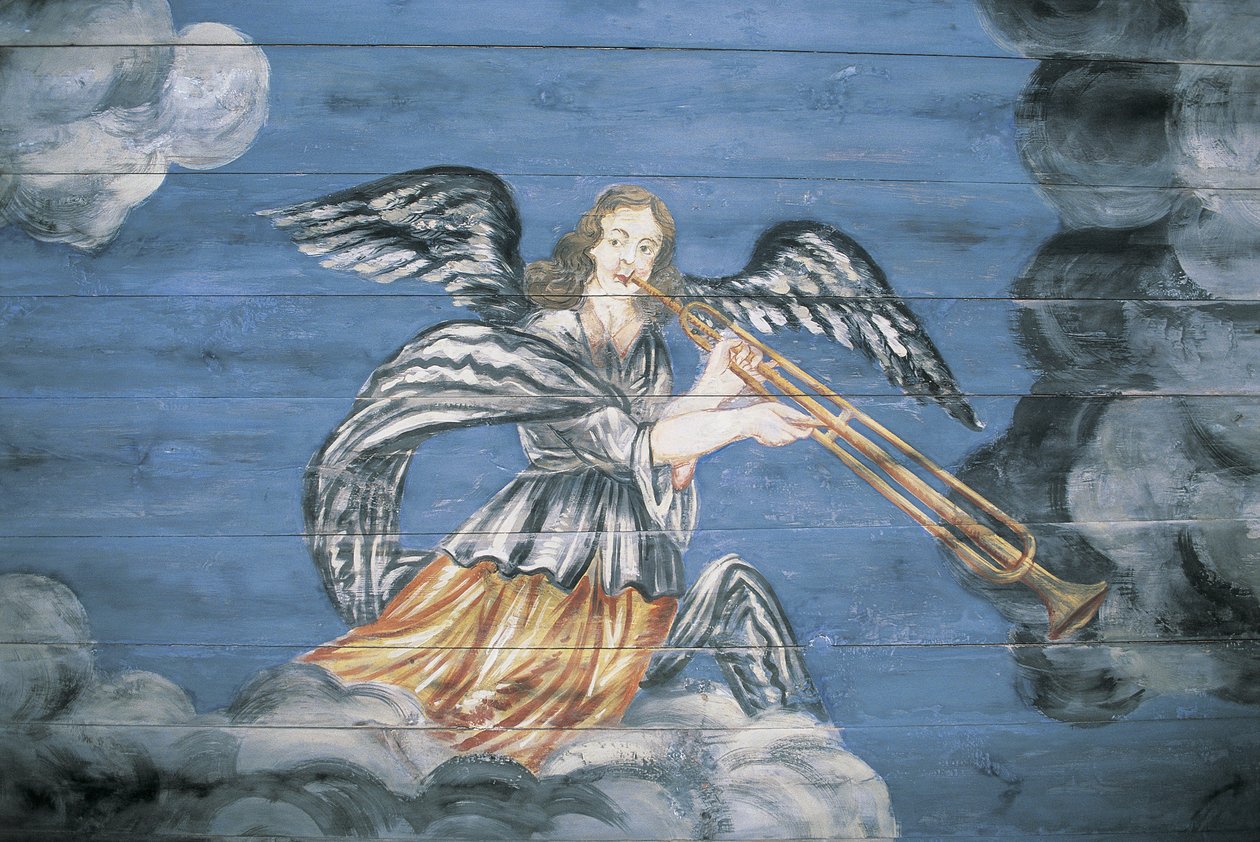 Grande plano de uma pintura, Museu Etnográfico ao Ar Livre, Riga, Letónia de Benjamin Baud