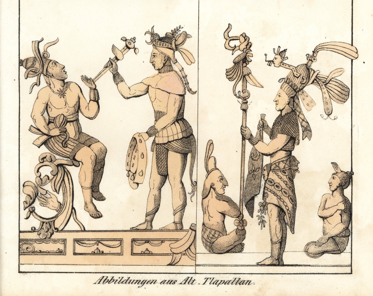 Coleção de desenhos de Tlapallan (México). Litografia para o livro: "Galerie complete en tableaux fideles des peuples d
