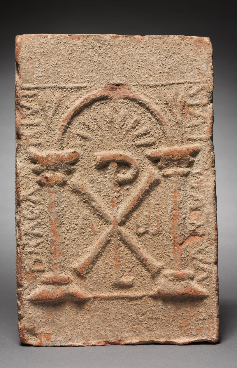 Placa da tumba de Columbarium com o monograma de Cristo, 500-800 de Unbekannt