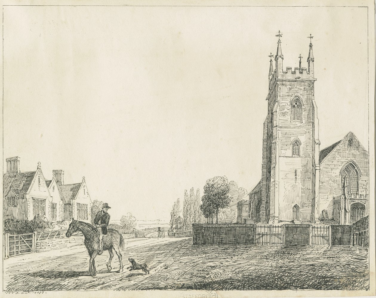 Igreja de Colwich: esboço de caneta, 1833 de Unbekannt