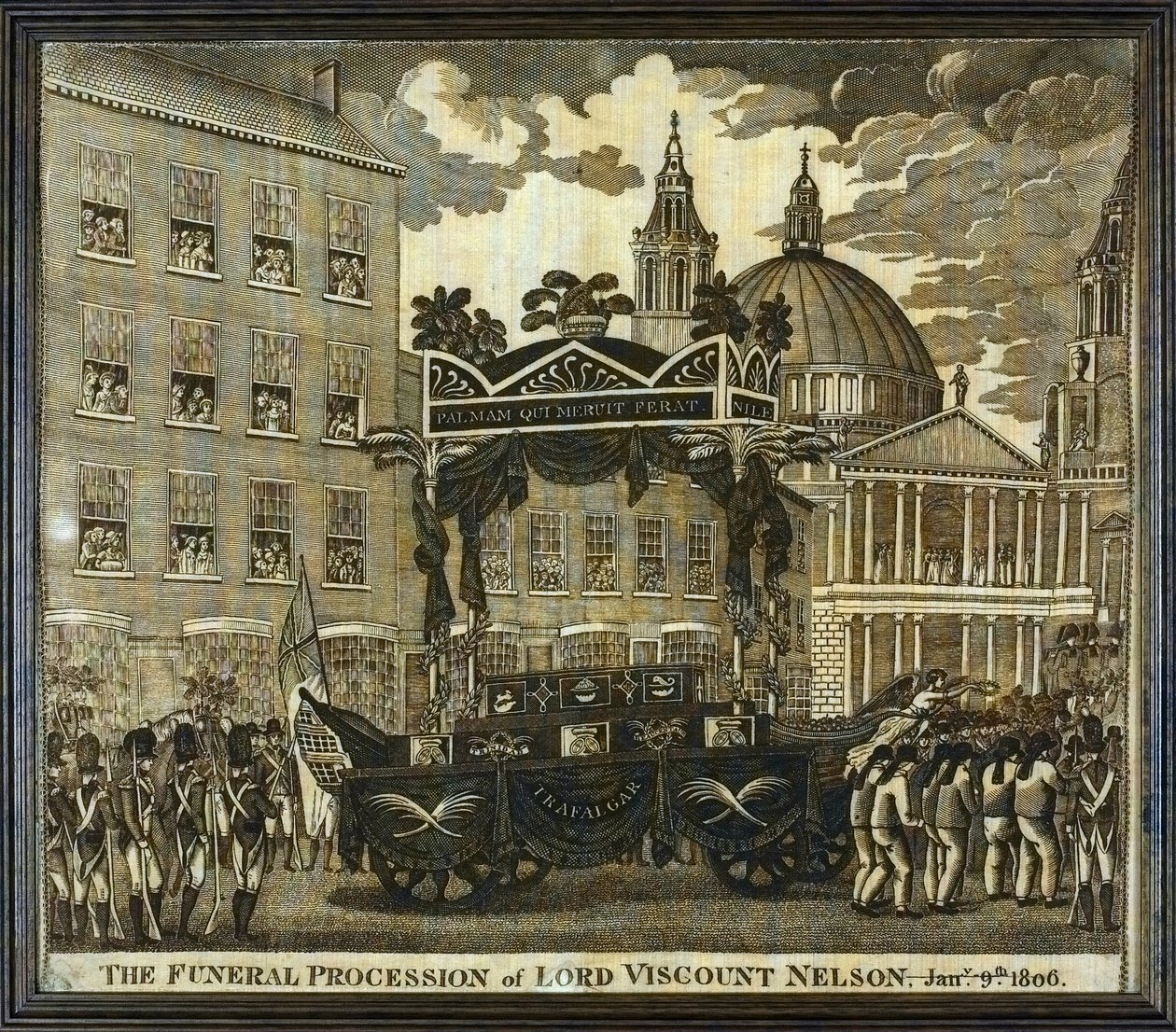 Lenço comemorativo com a legenda "Cortejo fúnebre de Lord Viscount Horatio Nelson (1758-1805), 9 de janeiro de Unbekannter Künstler