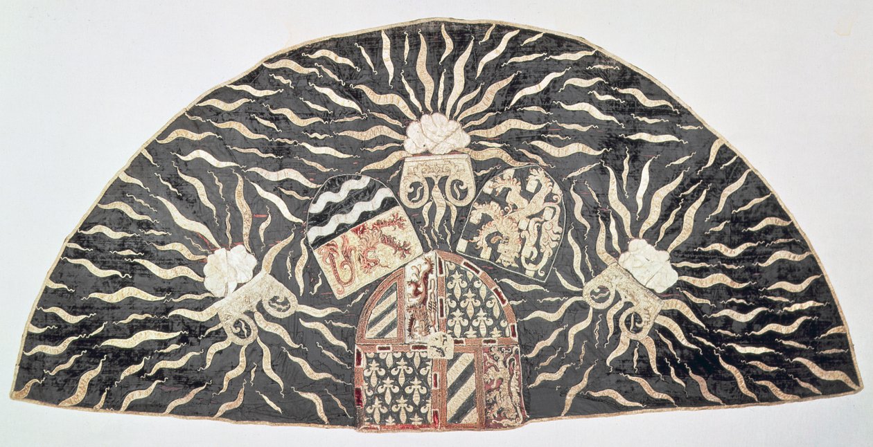 Cabo de veludo preto com bordado aplicado com os braços do Duque de Borgonha, sul da Holanda, c.1476 de Unbekannt