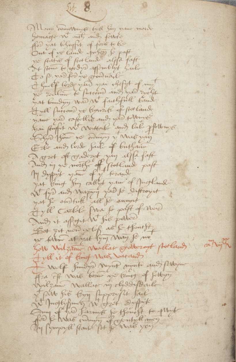 Cópia da Crónica Andrew de Wyntoun, Fol 319 verso, detalhe, c.1550 (tinta sobre papel) de Unbekannt