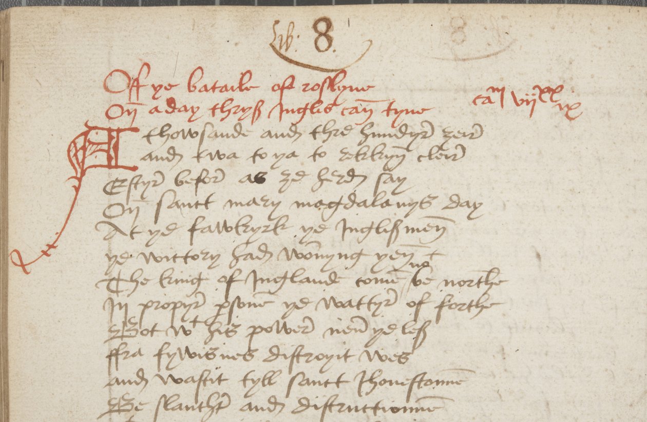 Cópia da Crónica Andrew de Wyntoun, Fol 325 verso, detalhe, c.1550 (tinta sobre papel) de Unbekannt