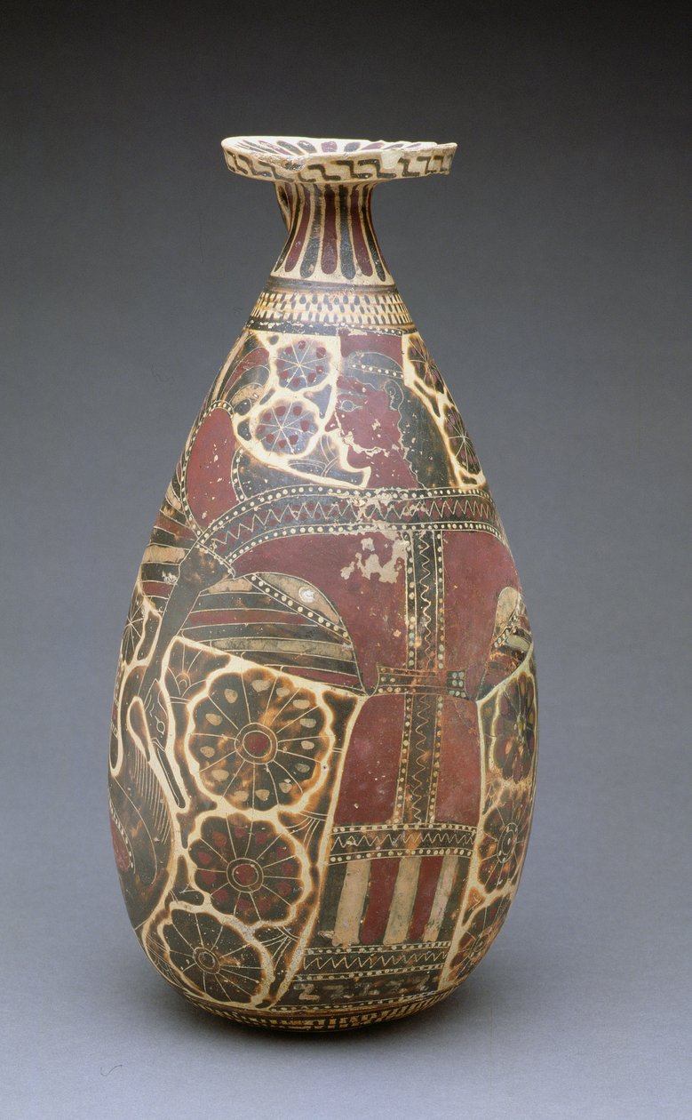Alabastron coríntio, com uma "Senhora dos Animais" alada, grega, período arcaico, c.600 a.C. (terracota) de Unbekannt