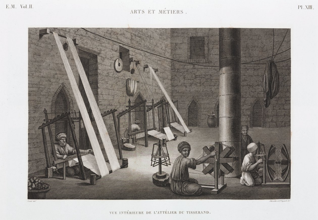 Algodão & Seda, oficina de tecelagem da Weaver, Egipto, c 1798 de Unbekannt