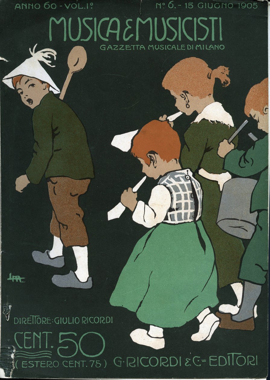 Capa da revista de música italiana "" Musica e Musicisti "", Gazzetta Musicale di Milano, Ricordi de Unbekannter Künstler