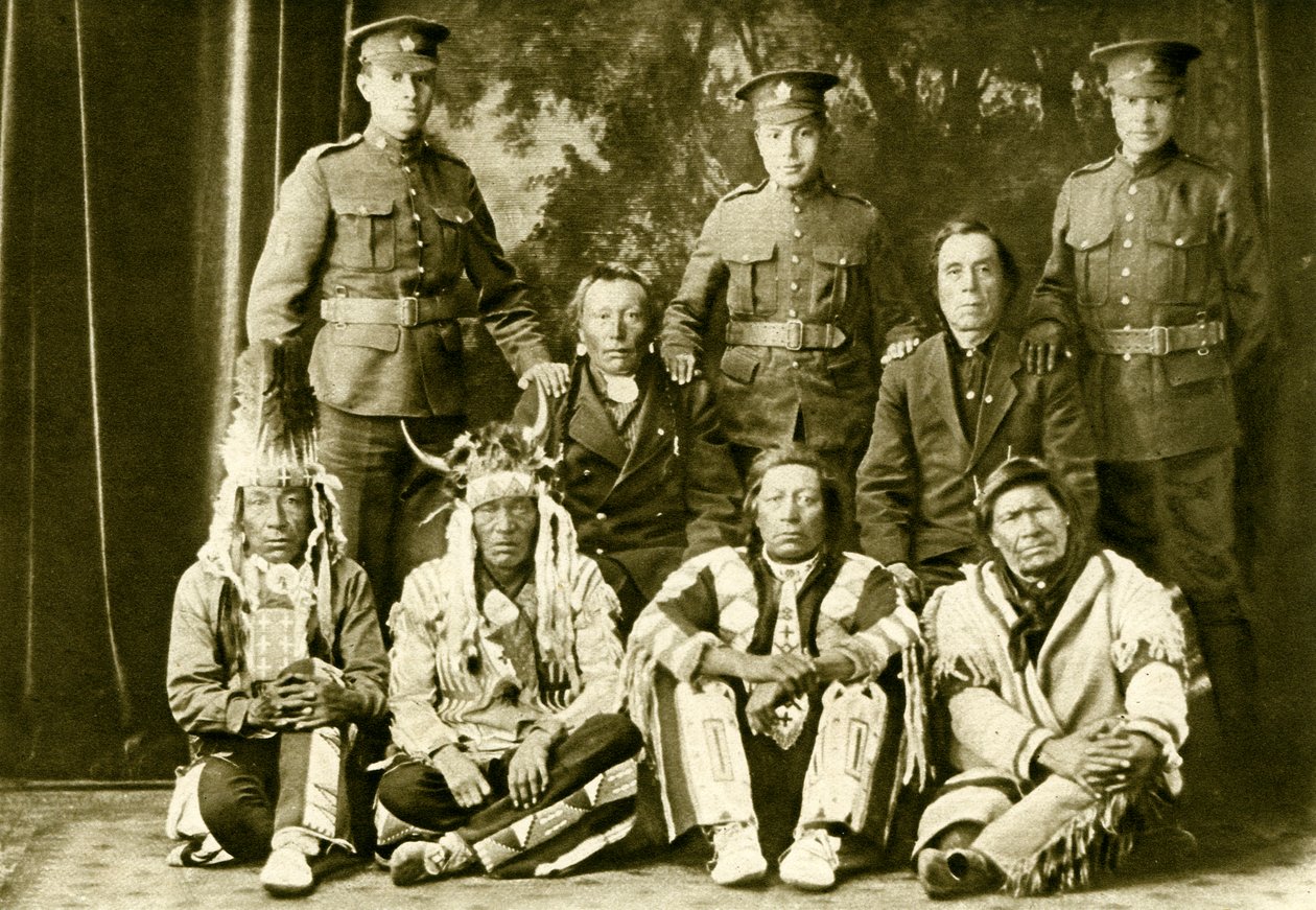 Canadianos das Primeiras Nações Cree durante a Primeira Guerra Mundial de Unbekannter Künstler