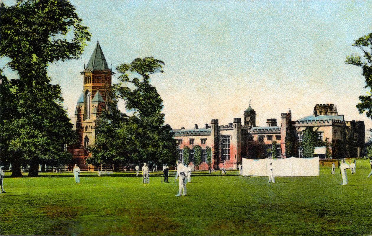 Jogo de críquete na Escola de Rugby, c. 1908 de Unbekannter Künstler