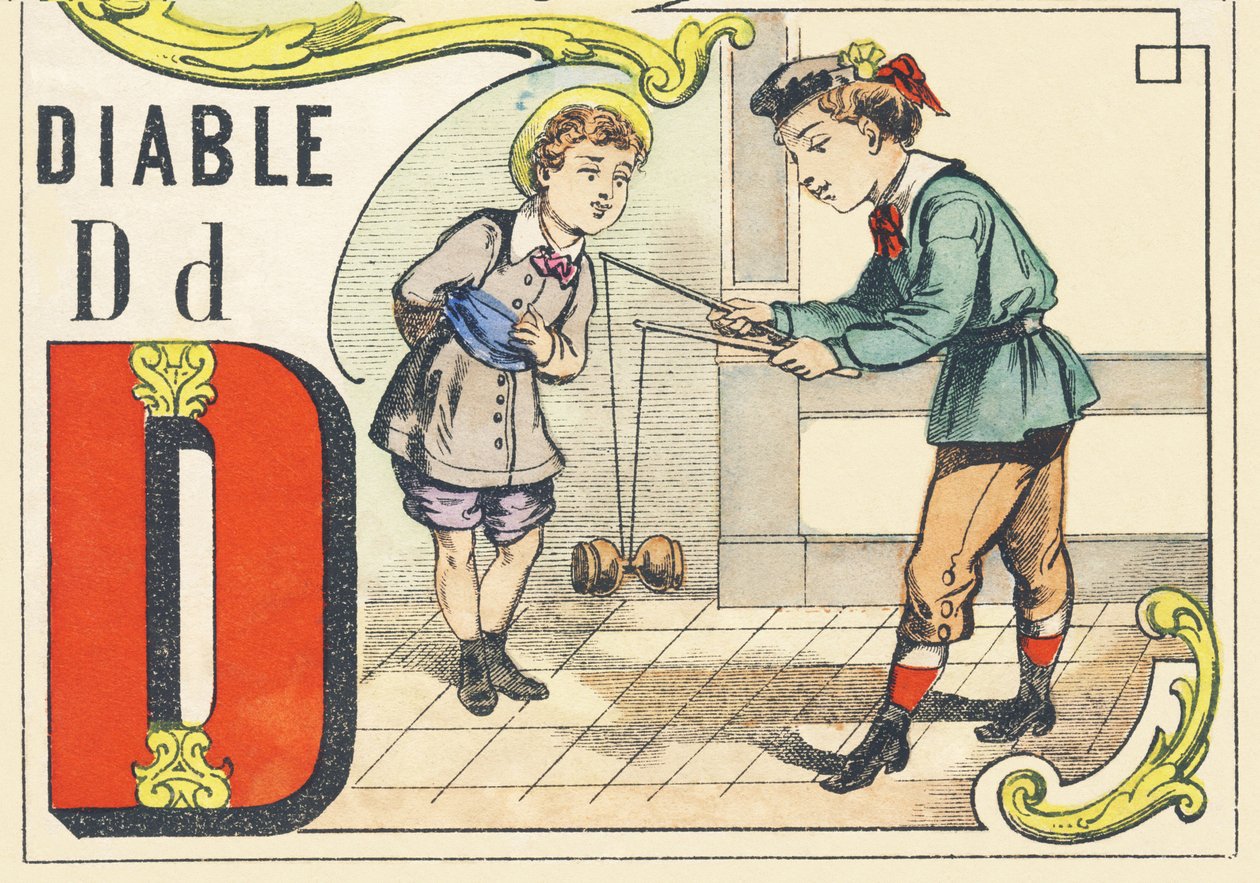 D: diable - Alfabeto de Jogos, c.1890 (ilustração) de Unbekannt