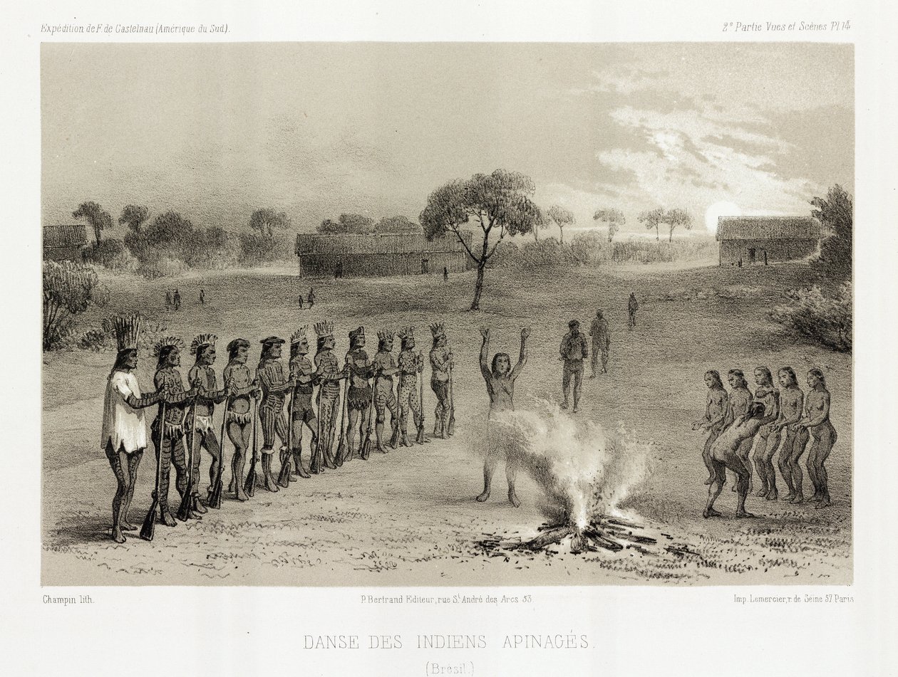 Dança dos Índios Apinágio, Brasil, c 1843-1847 de Unbekannt