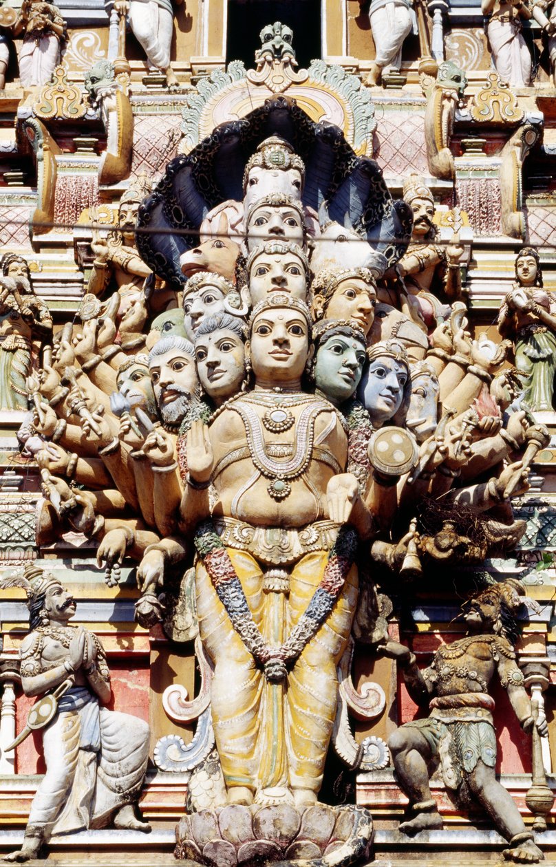 Detalhe decorativo do templo hindu, Colombo, Sri Lanka de Benjamin Baud