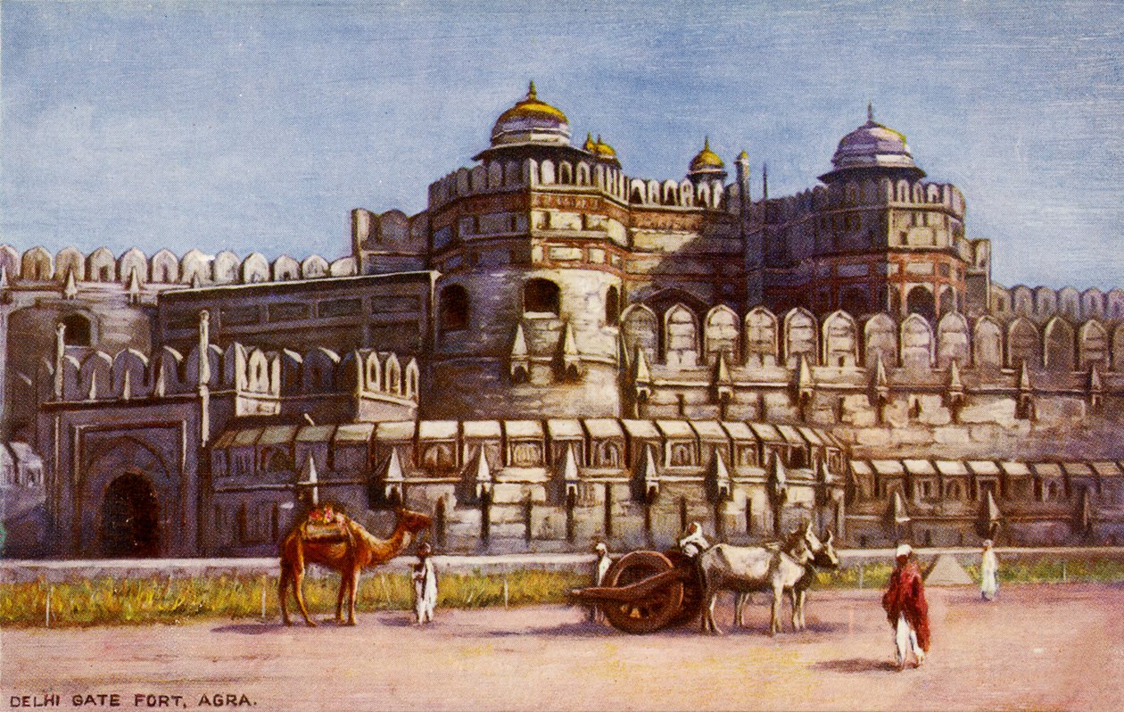 Forte da Porta de Deli, Agra, início do século XX (cartão postal) de Unbekannter Künstler