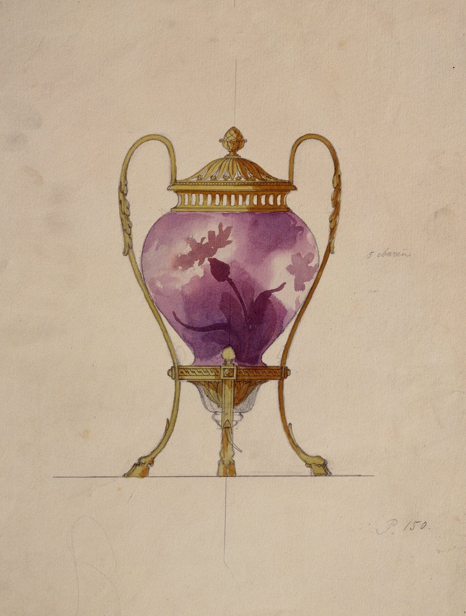 Projeto para um brule-parfum de vidro Art Nouveau montado, House of Carl Faberge de Unbekannt