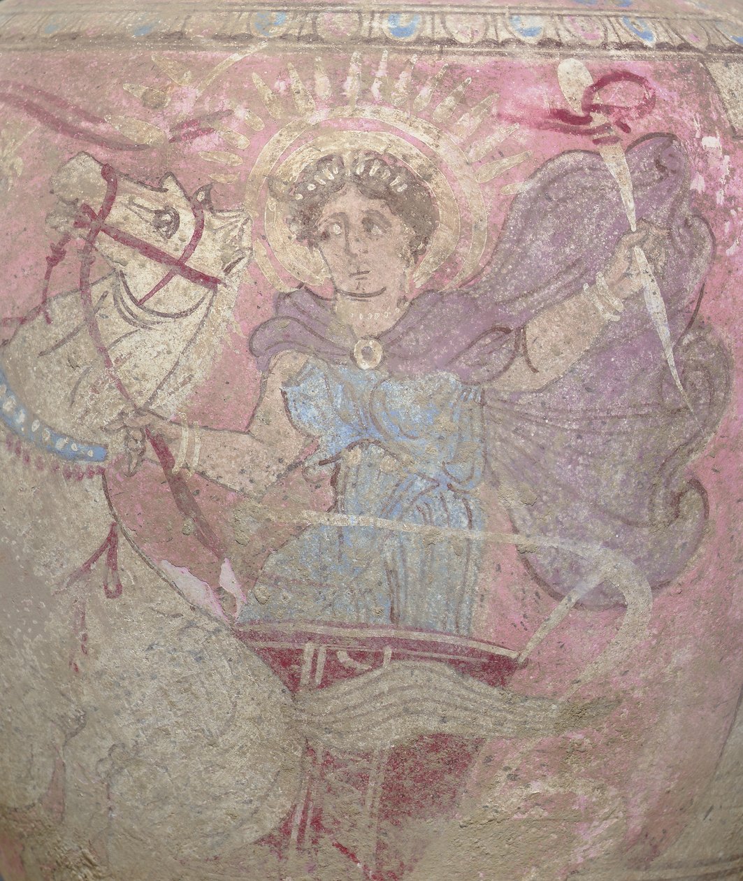 Detalhe do oinochoe de cerâmica policromada de Canosan, Apúlia, c. início do século 3 aC (cerâmica) de Unbekannt