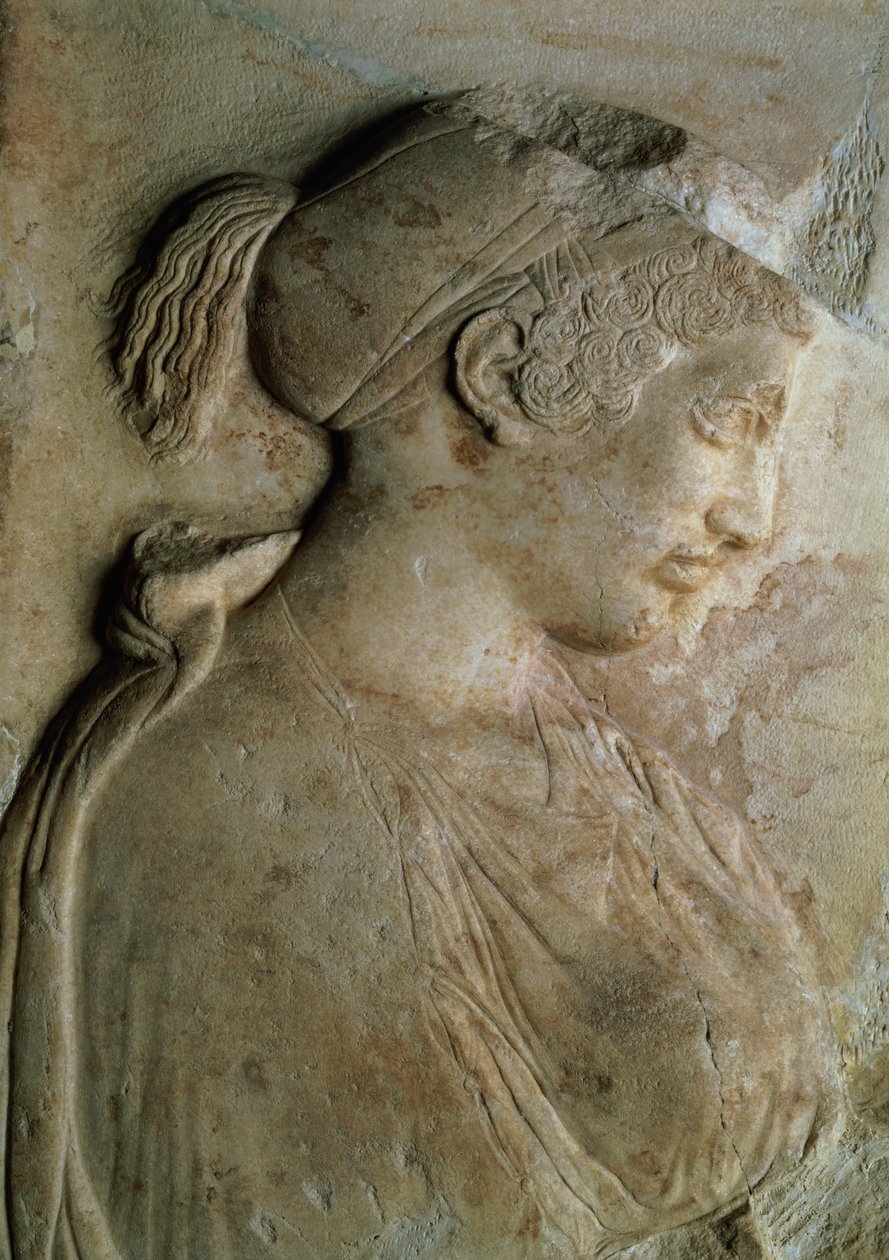Detalhe da estela de Philis, de Thasos, c.5 século a.C. (mármore) de Unbekannt