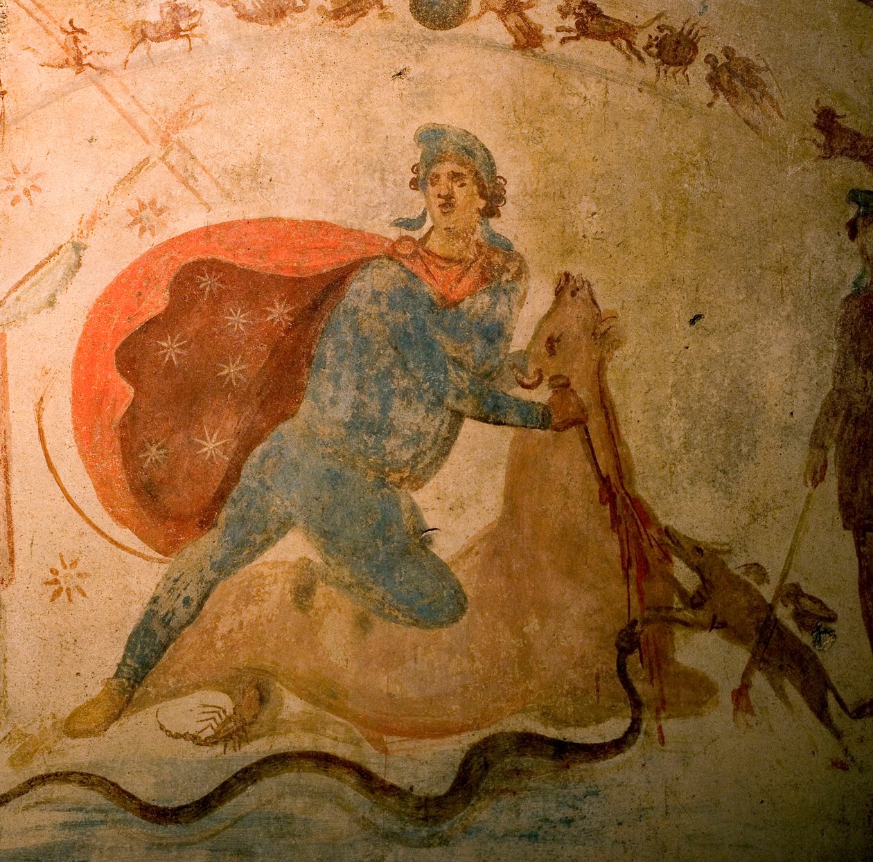 Detalhe de um fresco no Mithraeum (foto) de Unbekannter Künstler