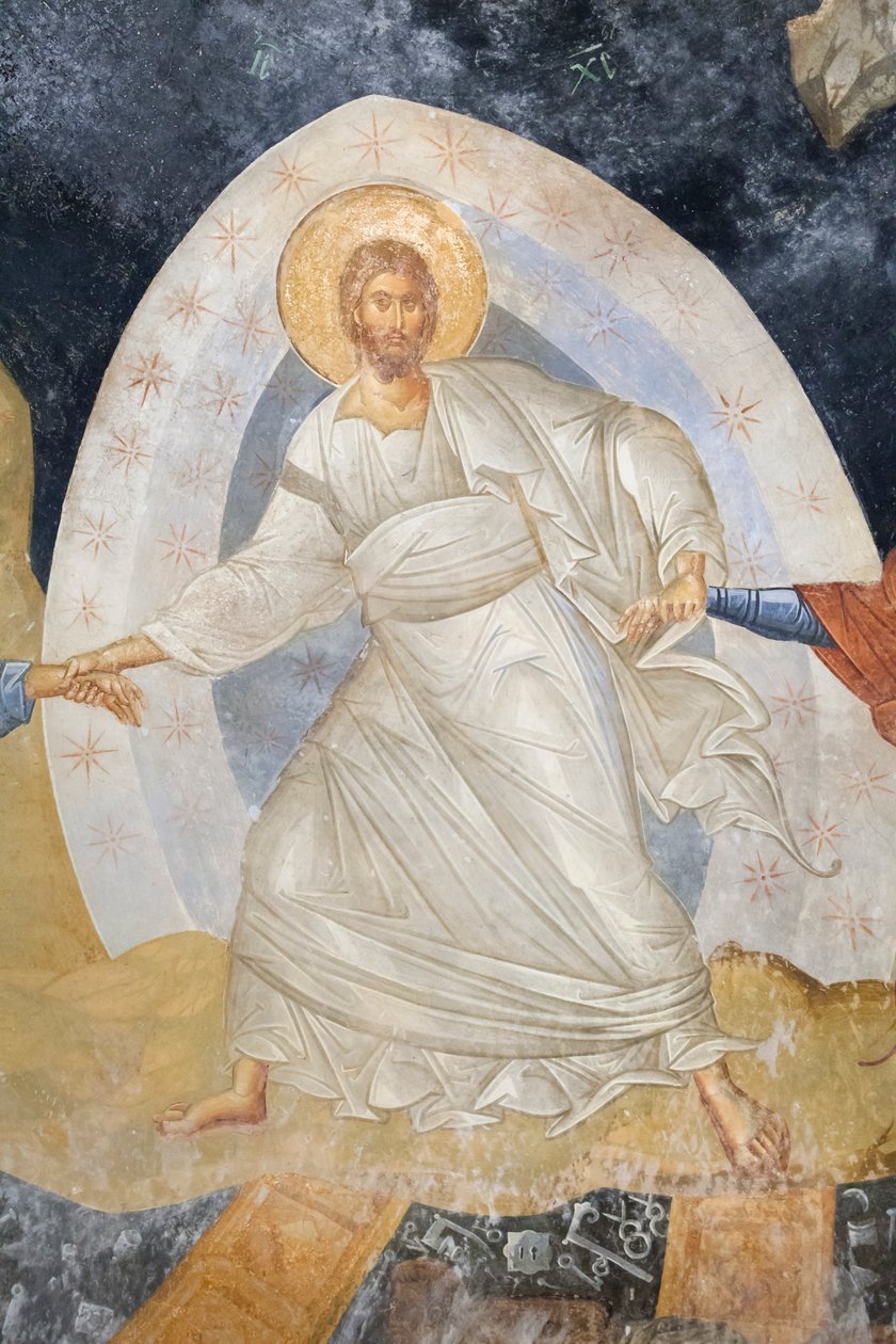 Pormenor do fresco de Anastasis, igreja do S. Salvador em Chora, Parekklesion de Unbekannter Künstler