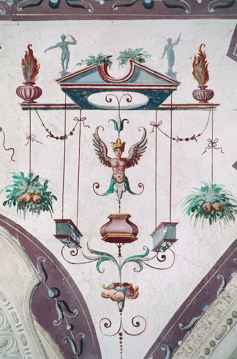Detalhe do teto do Salão dos Grotesques (século XVI), Castelo Della Manta, Manta (Cuneo), Piemonte, Itália de Benjamin Baud