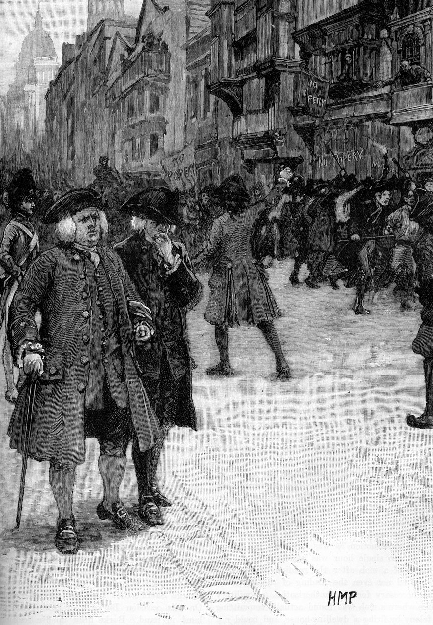 Dr Samuel Johnson a ver os motins de Gordon de Unbekannter Künstler